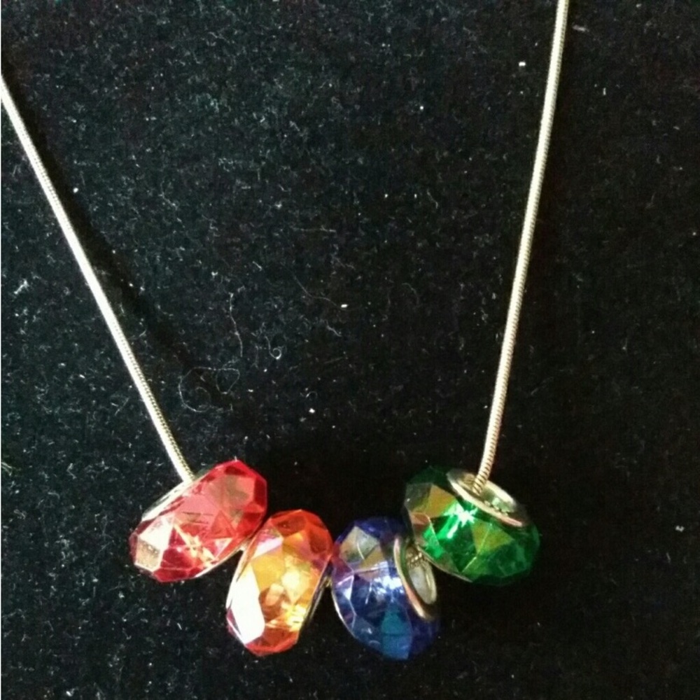 Multicolor Beaded Necklace all silver